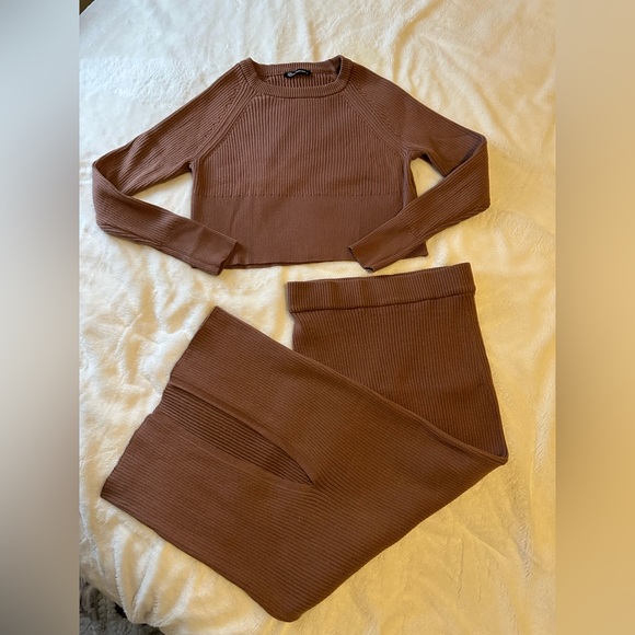 Amazon 2 Piece Sweater Set Rib Knit Long Sleeve Crop Top Maxi Bodycon Skirt - Picture 10 of 10